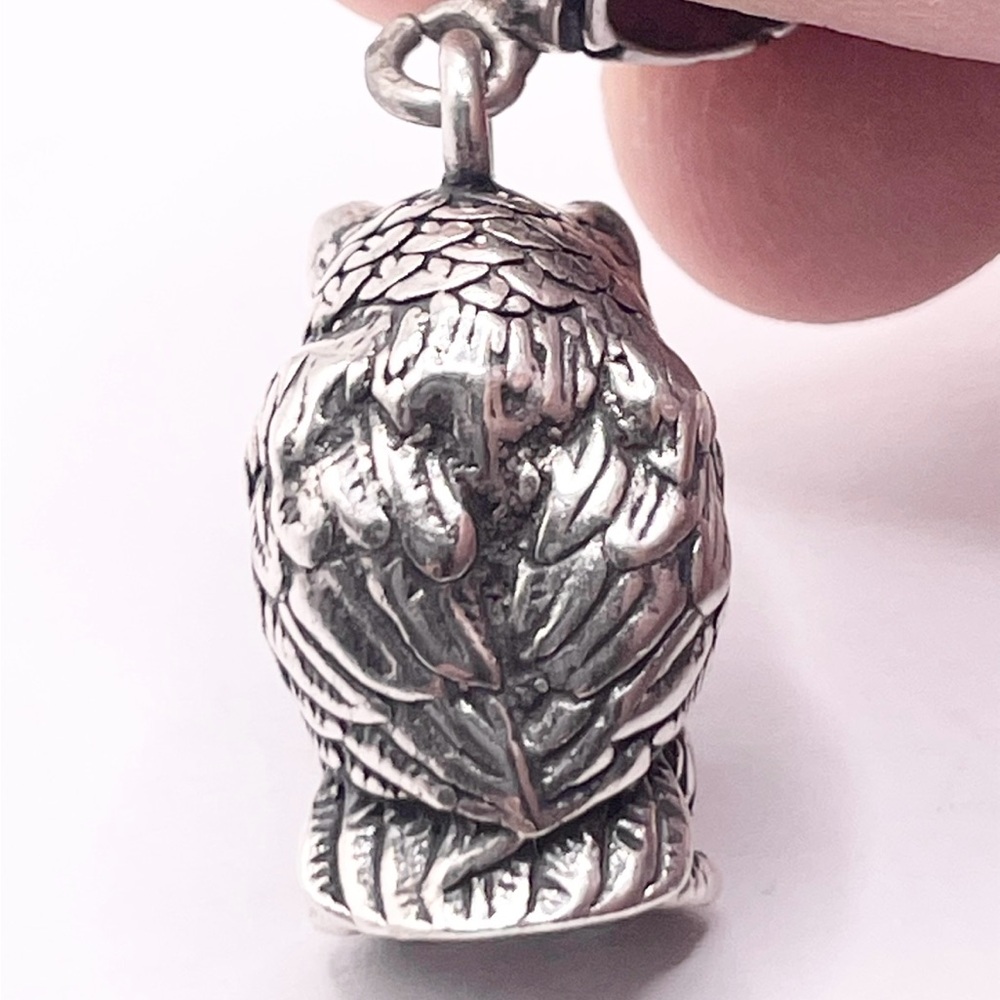 Solid Sterling Silver Owl Pendant - image 4